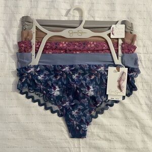 5 pack Jessica Simpson Navy and Purple Lace Ultra Flirty Thong Panties